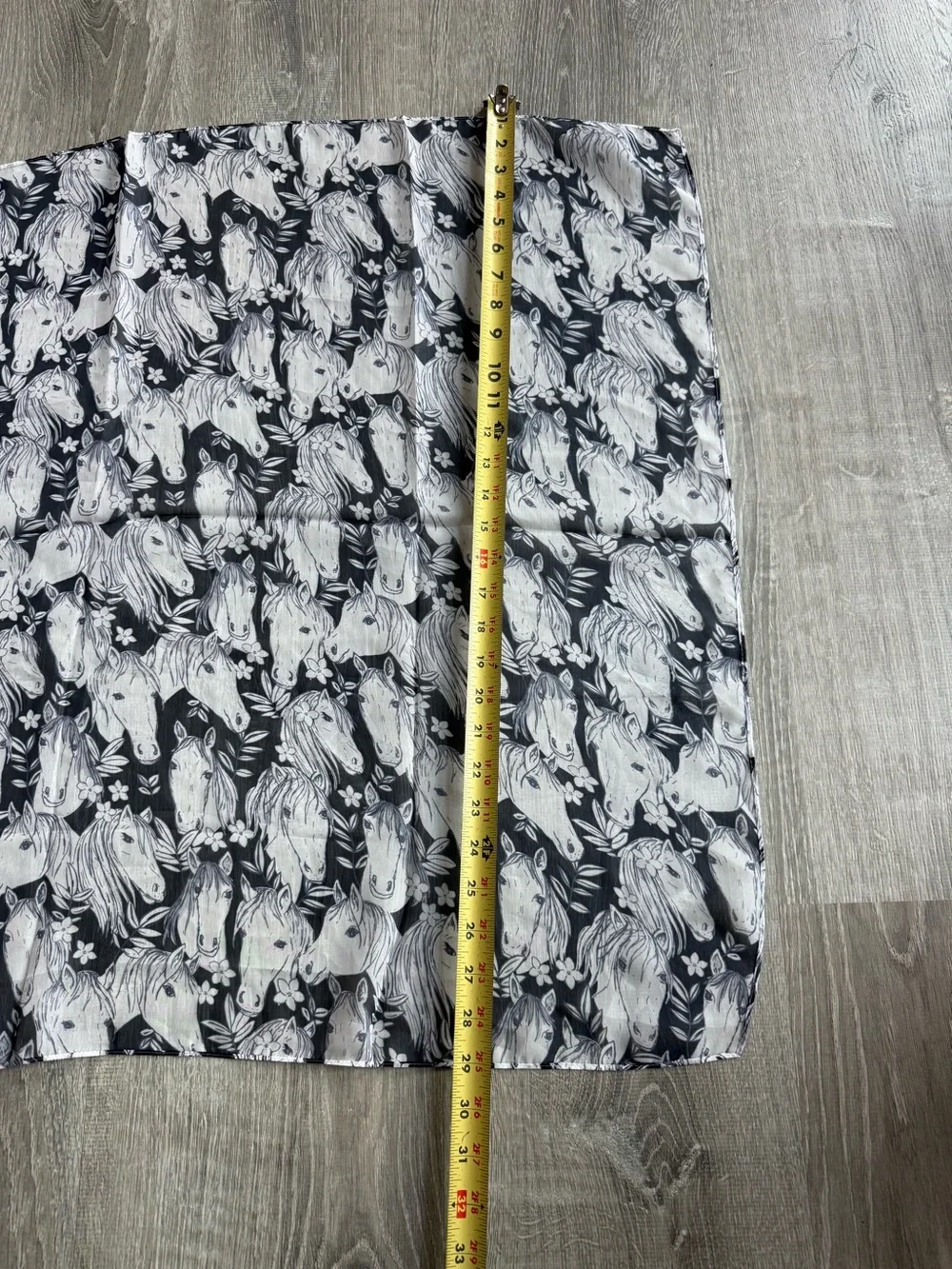 Horse Equestrian print bandana scarf handkerchief black & white western